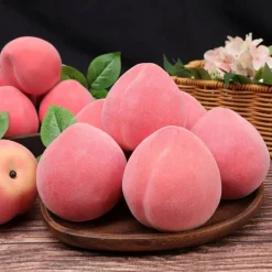 6PCS Artificial Peach Fake Fruit Decoration, Realistic Lifelike Foam Peaches, Decorative Fruit Display Models for Home Kitchen Table Centerpieces, Wedding Party Decor, Photography Props & Farmhouse Ornament