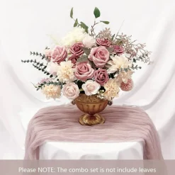 19 Pcs Artificial Pink Rose Bouquet Box Set – Dusty Blush Silk Flowers for DIY Bridal, Wedding, Baby Shower, Party Table Centerpieces & Home Décor (Indoor & Outdoor)
