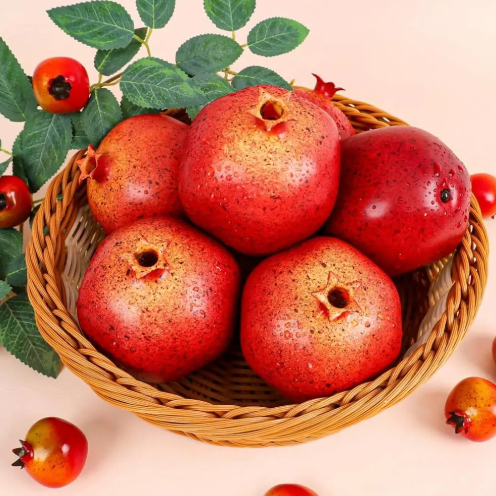 6pcs Artificial Pomegranate Fruit Decoration