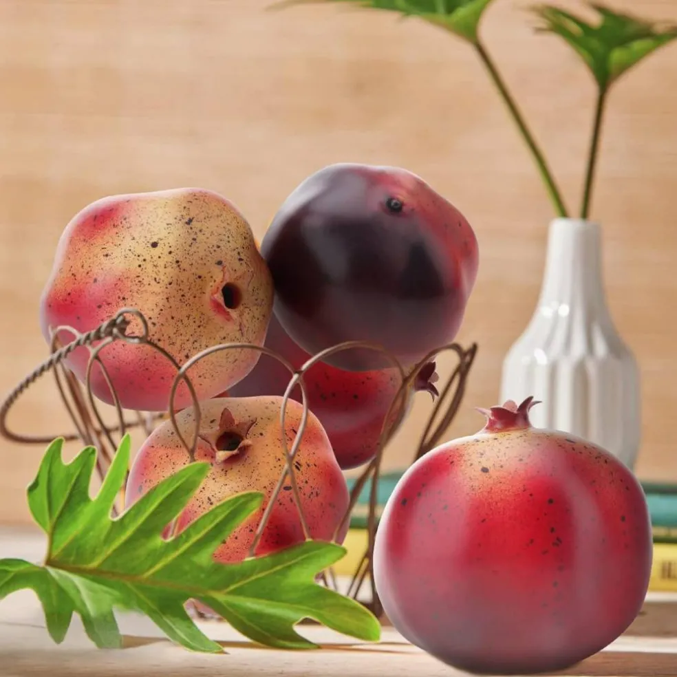 6 PCS Artificial Pomegranates Fake Realistic Simulation Fruits