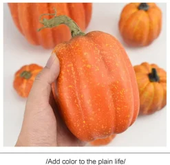 7 Pcs Artificial Pumpkin Decorations, Assorted Size Foam Faux Pumpkins with Realistic Spots & Stems, Fall Harvest Decor for Halloween Thanksgiving Table Centerpiece, Farmhouse Home Party Decoration