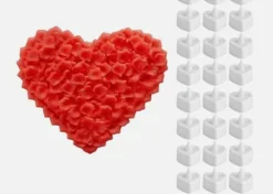 1000Pcs Artificial Rose Petals + 24Pcs LED Heart Light Candles