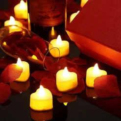 1000Pcs Artificial Rose Petals + 24Pcs LED Heart Light Candles