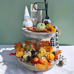 60 Pcs Assorted Small Artificial Pumpkins and Gourds with Acorns Pinecones Maple Leaves Sunflowers Fall Harvest Decoration Set for Thanksgiving Halloween Bowl Filler Table Centerpiece Wreaths