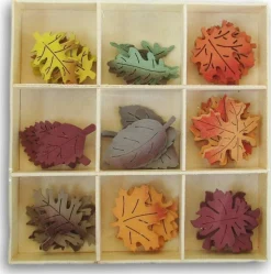 45PCS Autumn Painted Wooden Leaf Cutouts – Mini Fall Craft Shapes – DIY Scrapbooking, DIY Art & Seasonal Harvest Decor Pieces for Home Projects