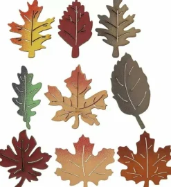 45PCS Autumn Painted Wooden Leaf Cutouts – Mini Fall Craft Shapes – DIY Scrapbooking, DIY Art & Seasonal Harvest Decor Pieces for Home Projects