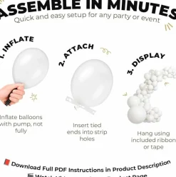 146PCS Balloon Garland Arch Kit, Black Latex Party Balloons Set for Baby Shower, Birthday, Gender Reveal & Wedding Decorations DIY Balloon Arch Kit with Strip & Glue Dots