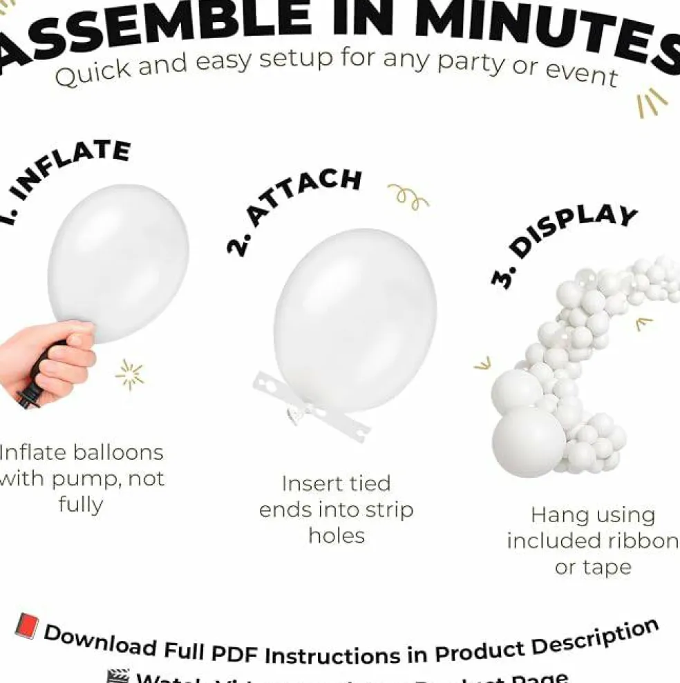 146PCS Balloon Garland Arch Kit, Black Latex Party Balloons Set for Baby Shower, Birthday, Gender Reveal & Wedding Decorations DIY Balloon Arch Kit with Strip & Glue Dots