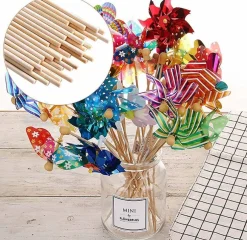 25PCS Bamboo Dowel Rod Set 1/4 x 17.5 Inch – Natural Wooden Sticks for DIY Crafts, Model Making, Cake Decorating, Home Décor & Art Projects Supplies