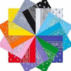 12Pcs Bandanas For Men&Women,100% Premium Quality Cotton Handkerchidf 22''×22'' Paisely Pattern Hair Headband
