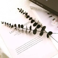 26 Pcs Black Artificial Eucalyptus Stems, 15 Inch Faux Leaf Branches for Halloween Gothic Decor, DIY Floral Arrangements, Wedding Bouquets, Vase Centerpieces & Home Decorations