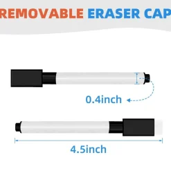 50 Pcs Black Magnetic Dry Erase Markers with Eraser Cap, White Board Mini Dry erase Markers Bulk, Fine Point Tip Student White Board Markers for Teachers Office School Supplies