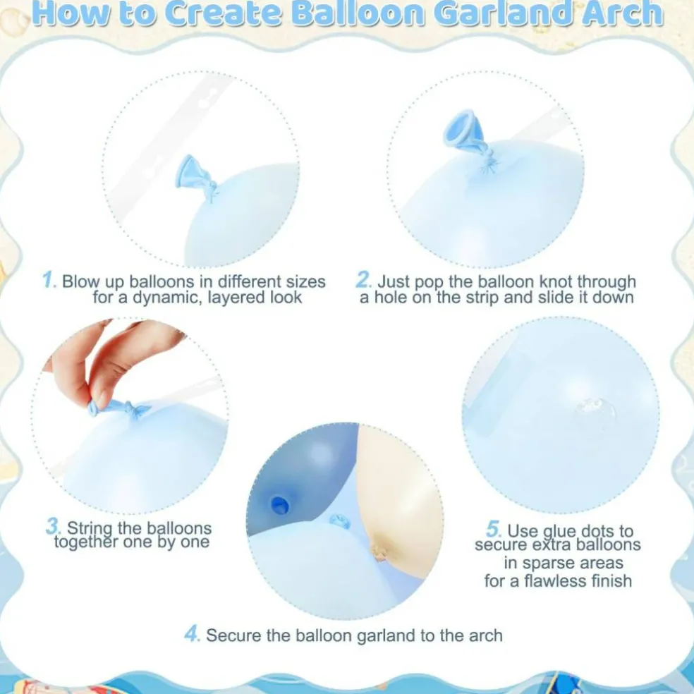 140PCS Blue Beach Balloon Arch Kit – Ocean Theme Balloon Garland in Dusty Blue, Light Blue, Sand & Pearl White for Sea, Pool, Baby Shower, Birthday & Under the Sea Party Decorations