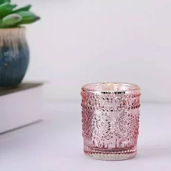 6 pcs Blush Mercury Glass Votive Candle Holders Primrose Design