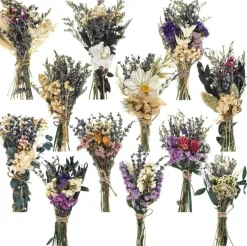 12 Pcs Boho Dried Flower Bouquet, Handmade Mini Dry Floral Arrangements for Wedding Decor, Vase Crafts, DIY Projects, Photo Props & Gifts