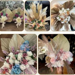 105Pcs Boho Dried Pampas Grass Decor Set Palm Leaves Bunny Tails Reed Grass Floral Bouquet Wedding Home Table Centerpiece