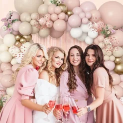 173pcs Boho Dusty Pink Balloon Garland Kit – Neutral Balloons with Confetti for Baby Shower, Gender Reveal & Party Decor