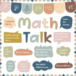 43PCS Boho Math Talk Bulletin Board Set, Math Classroom Decorations with Educational Math Posters, Sentence Starters & Bulletin Board Borders for Elementary & Middle School Classroom Decor