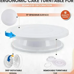35 PCS Cake Turntable and Leveler-Rotating Cake Stand with Non Slip pad-7 Icing Tips and 20 Bags- Straight & Offset Spatula-3 Scraper Set -EBook-Cake Decorating Supplies Kit -Baking Tools