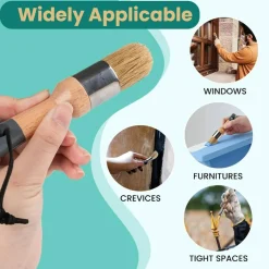 3PCS Chalk Wax Paint Brush Set, Natural Bristle Furniture Wax Brushes with Pointed, Round & Flat Tips, No-Shedding Stencil Brushes for Chalk Paint, Milk Paint, Acrylic, Vintage Furniture Refinishing & DIY Crafts