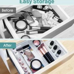 25 PCS Clear Plastic Drawer Organizer Set, 4 Sizes Desk Drawer Divider Organizers and Storage Bins for Makeup, Jewelry, Gadgets for Kitchen, Bedroom, Bathroom, Office