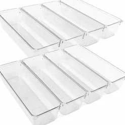 8Pcs Clear Plastic Drawer Organizers Storage Tray