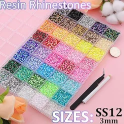 40000Pcs 40 Colors Jelly Rhinestones for Bedazzling, 3mm Multicolor Resin Flatback Gems for Diamond Art, Bedazzler Kit with 3Pcs 10ml B7000 Jewelry Glue for Bedazzle Thing Crafting Book Nail Art
