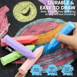 144 PCS Cone Shaped Washable Sidewalk Chalks, 12 Colors, Non-Toxic Jumbo Colored Chalk for Toddlers 1-3, Painting for Outdoor Art, School Supplies, Classroom Must Haves