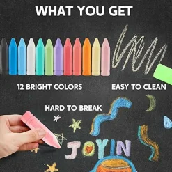 48 PCS Cone Shaped Washable Sidewalk Chalks Set, 12 Colors, Non-Toxic Jumbo Chalk Set for Art Play, Sidewalk Colored Outside Washable Set for Summer Outdoor Games and Chalkboard Drawing