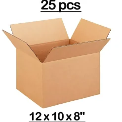 25 pcs Corrugated Boxes for Shipping Storage Large Durable Kraft C Flute Packaging 12 x 10 x 8 inch