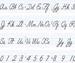 24 Pcs Cursive Alphabet Classroom Wall (Black and White) 11.8 X 6.3 inches