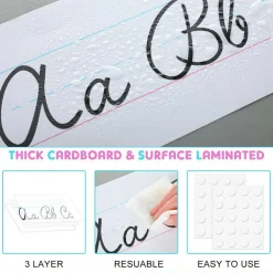 24 Pcs Cursive Alphabet Classroom Wall (Black and White) 11.8 X 6.3 inches