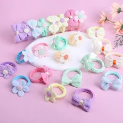 24 Pcs Cute Toddler Flower Hair Ties for Girls