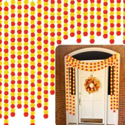 20 Pcs Diwali 5 ft Marigold Garland Marigold Garlands Decoration (Red and Yellow)