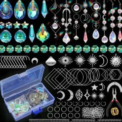 200 Pcs DIY Suncatcher Making Kits for Adults Crystal Sun Catchers Crafts with Hooks Chains Pendants Rainbow Maker for Window Hanging Prism Indoor Outdoor Garden Xmas Wedding Party Decor