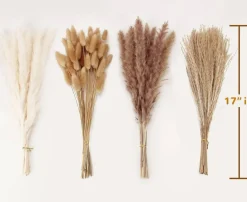 100PCS Dried Pampas Grass Decor with Bunny Tails – 17 Inch Natural Dried Flowers Bouquet, White & Brown Reed Grass Stems for Boho Wedding Centerpieces, Vase Filler, Farmhouse Home Decor, Rustic Party Decorations