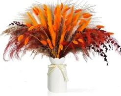 101Pcs Dried Pampas Grass Mix Bouquet Bunny Tails Reed Grass Eucalyptus Flowers Boho Fall Arrangement Wedding Farmhouse Decor