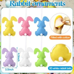 12 Pcs Easter Bunny Decorations Felt Bunny Hanging Ornaments Rabbit Spring Handmade Rabbit Decorations for Easter Tree Party Holiday Decor(Calssic)