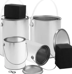 4Pcs Empty Paint Cans with Lids and Handles, 1 Gallon & 1 Quart Unlined Metal Buckets with Spouts for Paint, Varnish, Crafts, DIY Projects and Storage