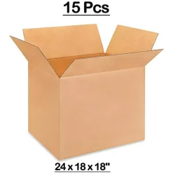 15 pcs Extra Large Corrugated Shipping Boxes 24 x 18 x 18 Inch for Packing and Storage