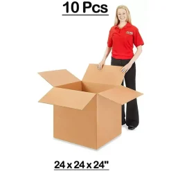 10 Pcs Extra Large Corrugated Shipping Boxes 24 x 24 x 24 Inch for Packing Odd Shaped Items