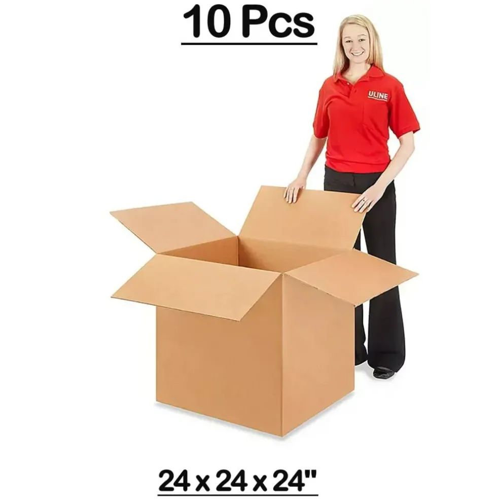 10 Pcs Extra Large Corrugated Shipping Boxes 24 x 24 x 24 Inch for Packing Odd Shaped Items