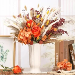 125 PCS Fall Artificial Greenery Stems Box Set, Faux Pampas Grass & Flowers, 11 Styles Eucalyptus, Hydrangea, Roses, Bunny Tails & Foliage Picks for DIY Bridal Bouquets, Wedding, Thanksgiving & Home Decor