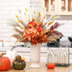 125 PCS Fall Artificial Greenery Stems Box Set, Faux Pampas Grass & Flowers, 11 Styles Eucalyptus, Hydrangea, Roses, Bunny Tails & Foliage Picks for DIY Bridal Bouquets, Wedding, Thanksgiving & Home Decor