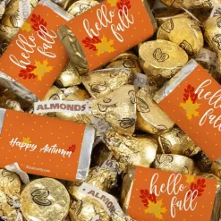 128 Pcs Fall Candy Party Favors Hershey's Miniatures and Silver Kisses Chocolate by Just Candy (25.4 oz) - Hello Fall