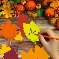 180Pcs Fall Leaf Paper Cutouts, 4 Inch Assorted Autumn Leaves Shape Die Cut Maple Oak Birch Leaves for Thanksgiving Classroom Bulletin Board Craft Party Wall Decorations