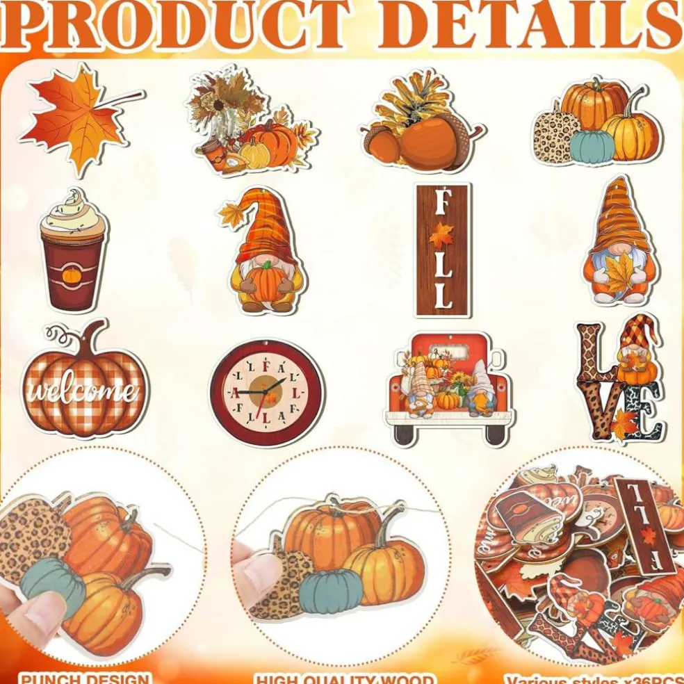 36 Pcs Fall Ornaments for Tree Fall Thanksgiving Decorations(Cute Style)