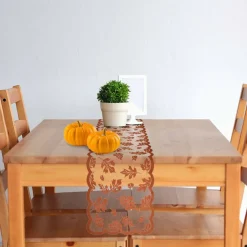 2 PCS Fall Table Runner, Lace Maple Leaf Table Runner, Autumn Thanksgiving Table Decor for Farmhouse Holiday Home Table Party Decoration - 13x72in