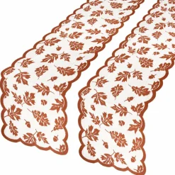 2 PCS Fall Table Runner, Lace Maple Leaf Table Runner, Autumn Thanksgiving Table Decor for Farmhouse Holiday Home Table Party Decoration - 13x72in
