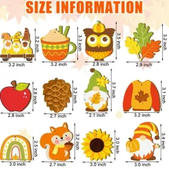 36 Pcs Fall Wood Crafts Cutouts for Kids & Adults(multicolored)